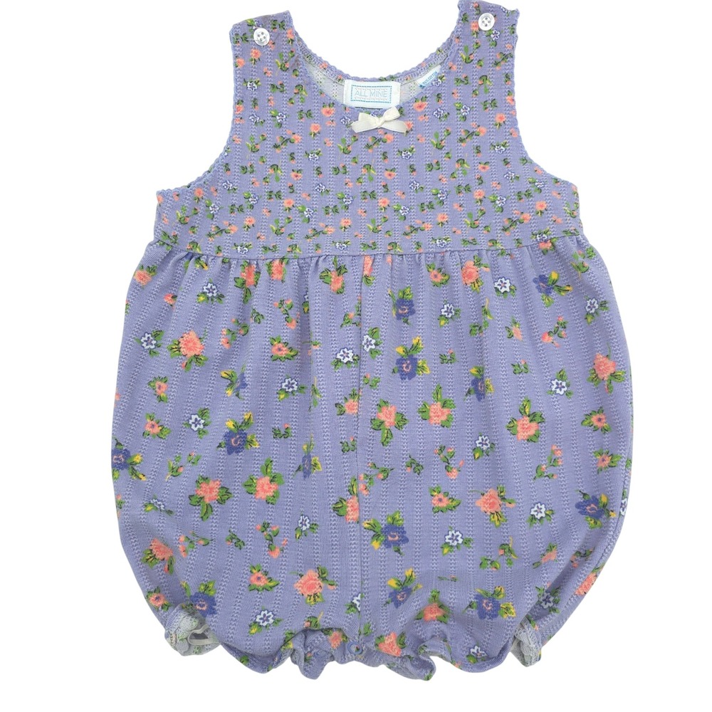 Vintage Floral Pointelle Bubble Romper All Mine Purple Baby Girl 18 Months